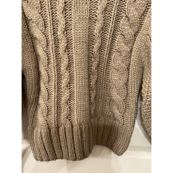 ASTR the LABEL Chunky Cable-Knit Mock Neck Brown Sweater, S - Picture 5 of 7
